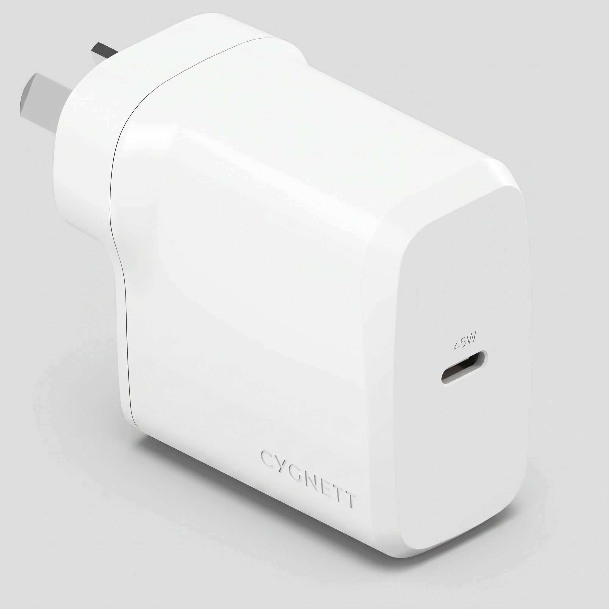 Cygnett PowerPlus 45W Single Port GaN USB-C Wall Charger - White