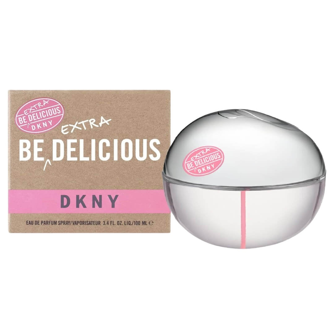 DKNY Be Extra Delicious EDP 100ml for Women at Gadgets Online NZ LTD - A bottle of luxury perfume with notes of pear, gardenia, and caramel, representing indulgence and sweetness.
