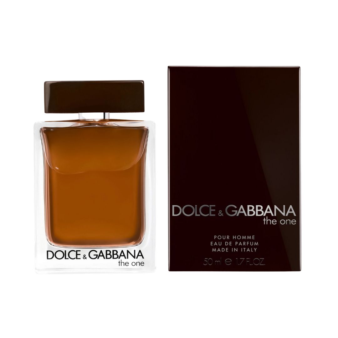 Dolce & Gabbana The One Pour Homme EDP 50ml – 2025 Release perfume bottle and packaging on a white background