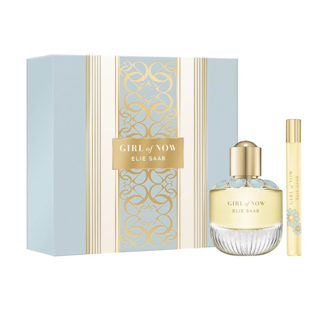 Elie Saab Girl of Now EDP 50ml 2 Piece Gift Set at Gadgets Online NZ LTD, capturing the essence of modern femininity with a blend of pistachio, orange blossom, and almond milk, plus a travel spray for lasting empowerment.