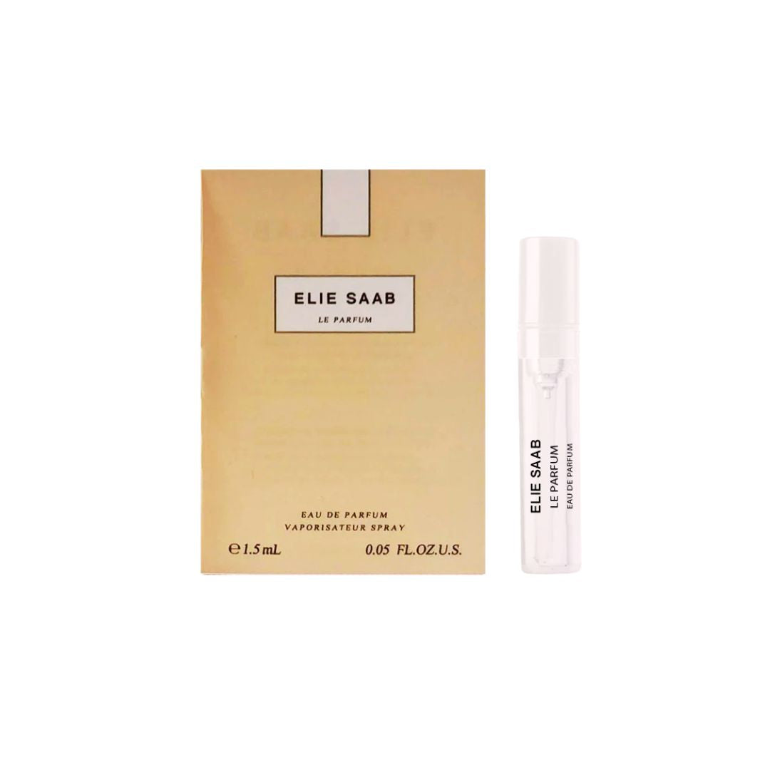 Elie Saab le parfum EDP 1.5ml perfume packaging on a white background