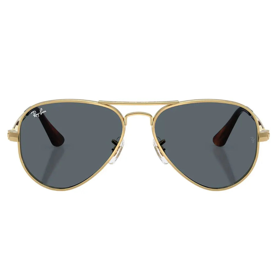 Front view of Ray-Ban Aviator Max RB3925 001/R5 featuring bold gold double bridge and blue lenses - Gadgets Online NZ