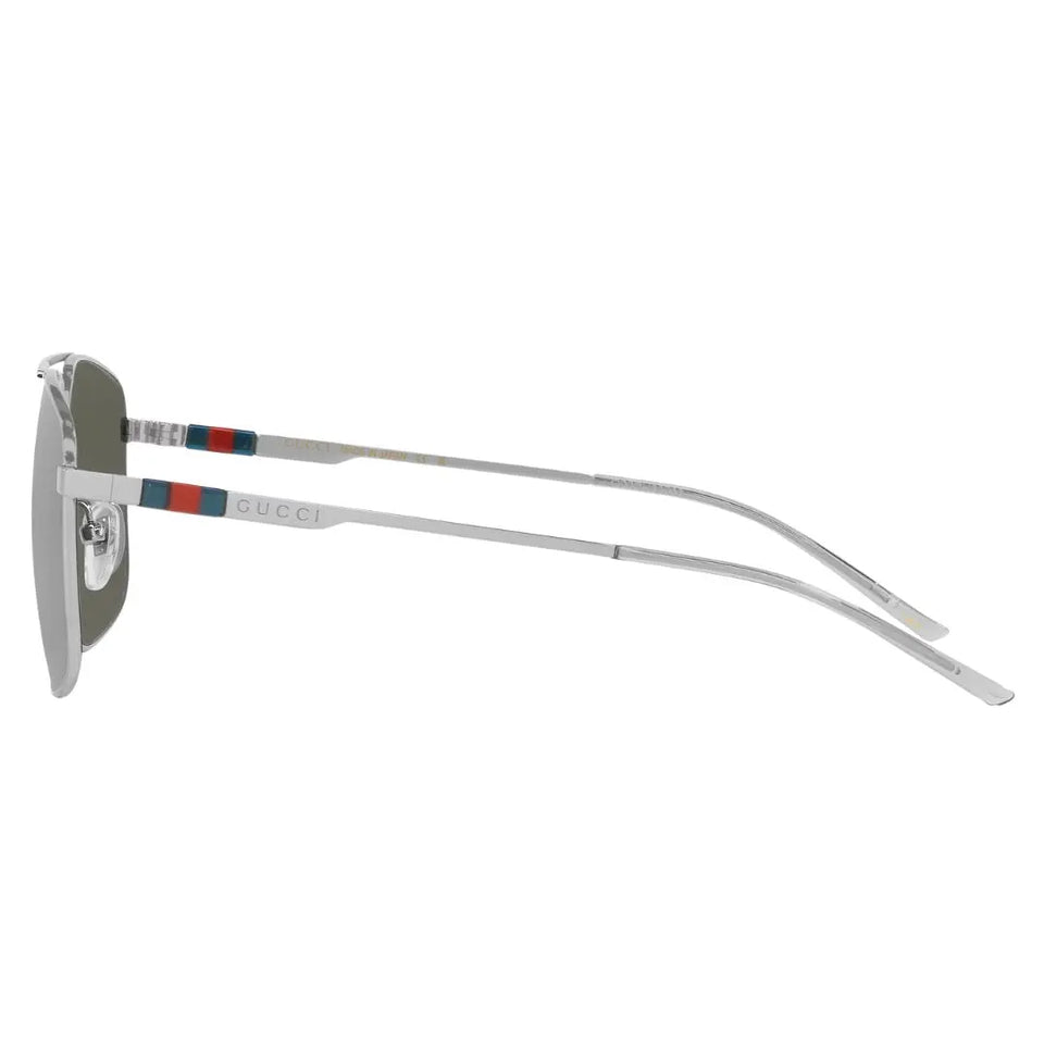 Side view of Gucci GG1676S showing silver metal temples with injected web detail and lasered logo - Gadgets Online NZ