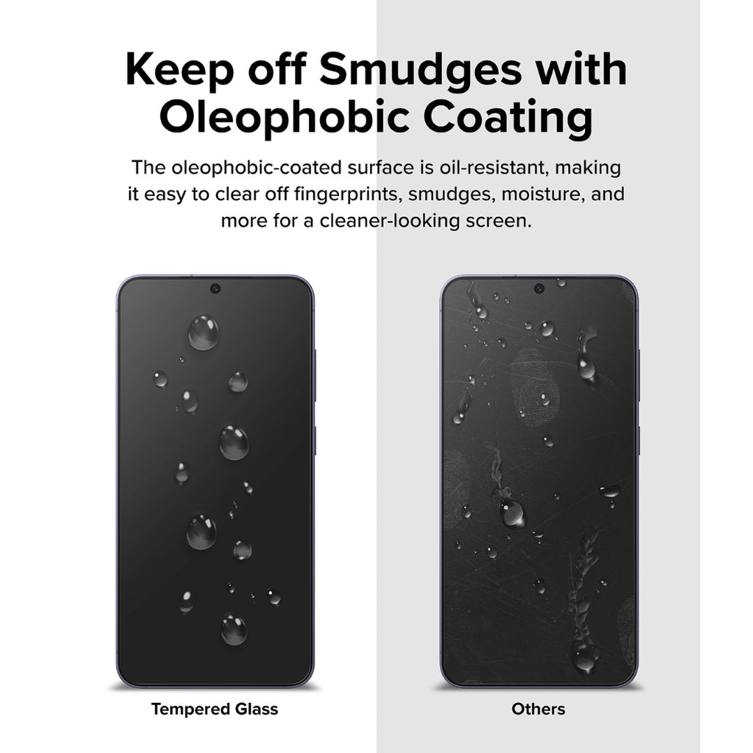 Shield your screen with tempered glass featuring an oleophobic coating, guarding against smudges, moisture, and oil for added resilience.
