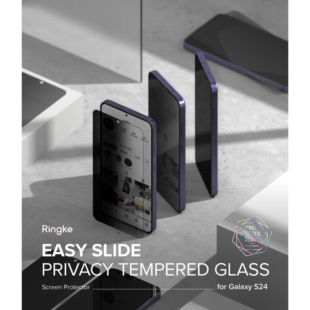 Ringke easy slide privacy tempered Glass for S24