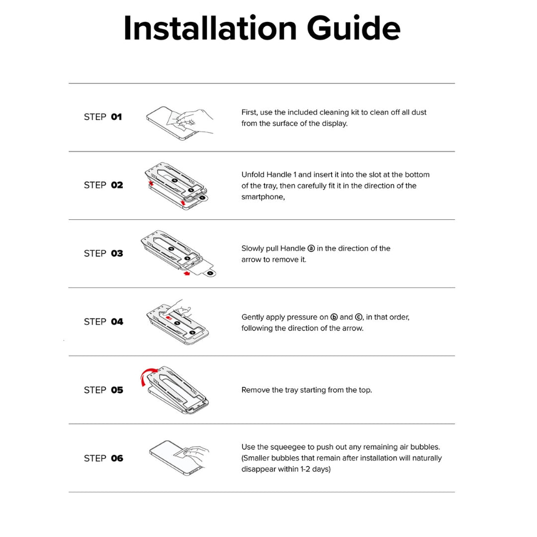 Get a hassle-free installation experience with the Ringke glass screen protector for the S24, complete with an easy-to-follow installation guide.