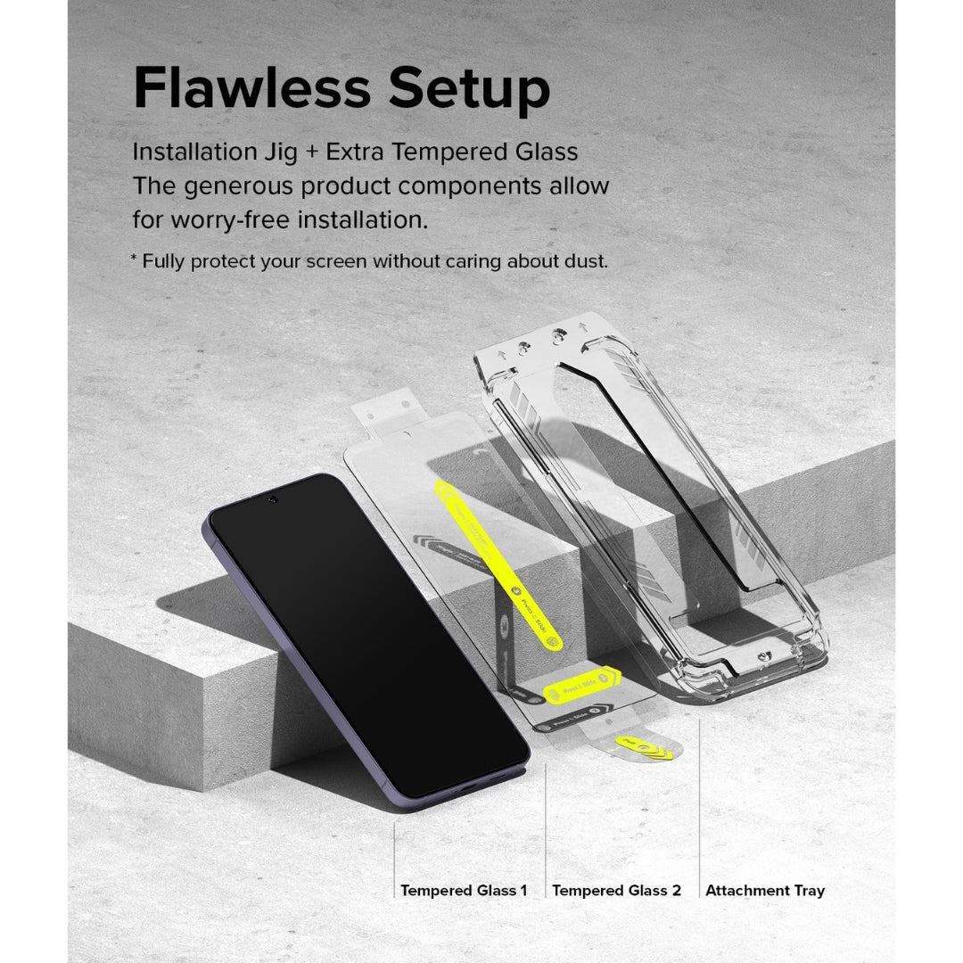 Ensure a flawless setup with our installation jig and additional tempered glass.