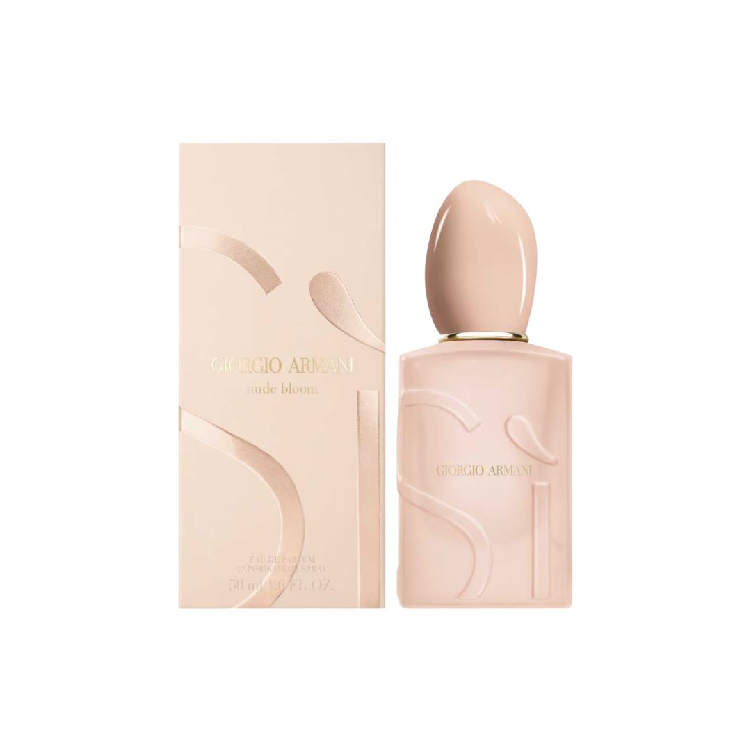 Giorgio Armani Sì Nude Bloom EDP 50ml bottle and packaging on a white background