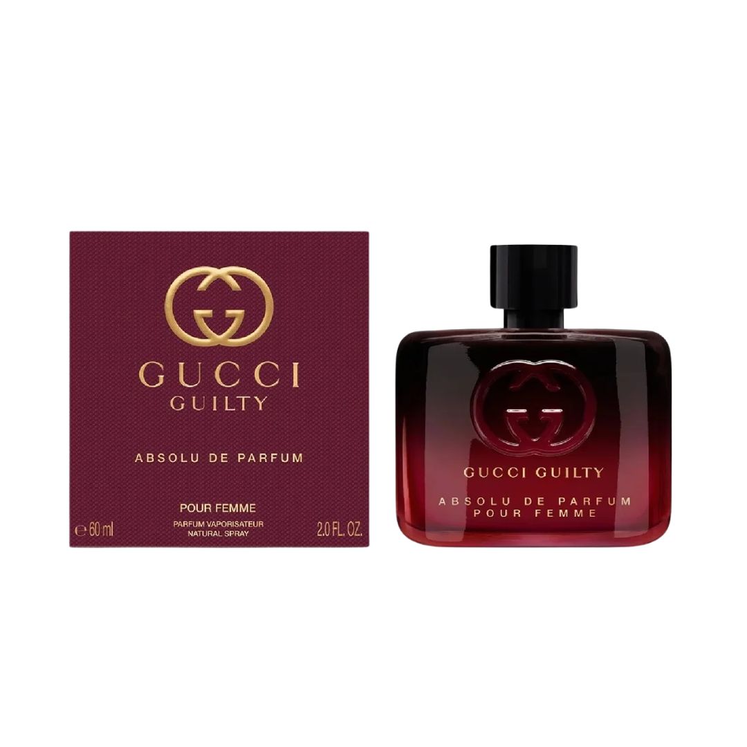 Gucci Guilty Absolu De Parfum Pour Femme 60ml perfume bottle and packaging on a white background Gadgets Online NZ Ltd