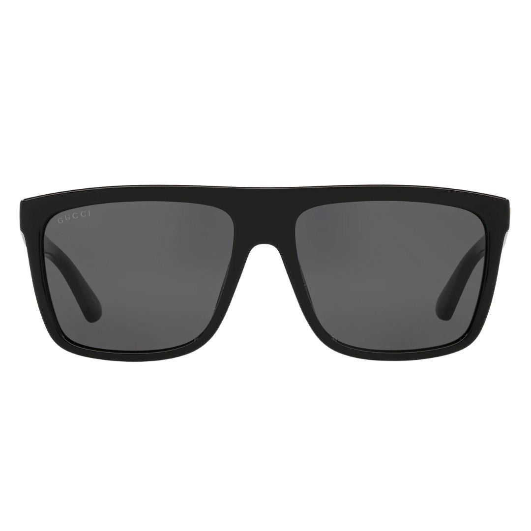 Front view of Gucci GG0748S 001 featuring a bold oversized flat top rectangular black acetate frame - Gadgets Online NZ
