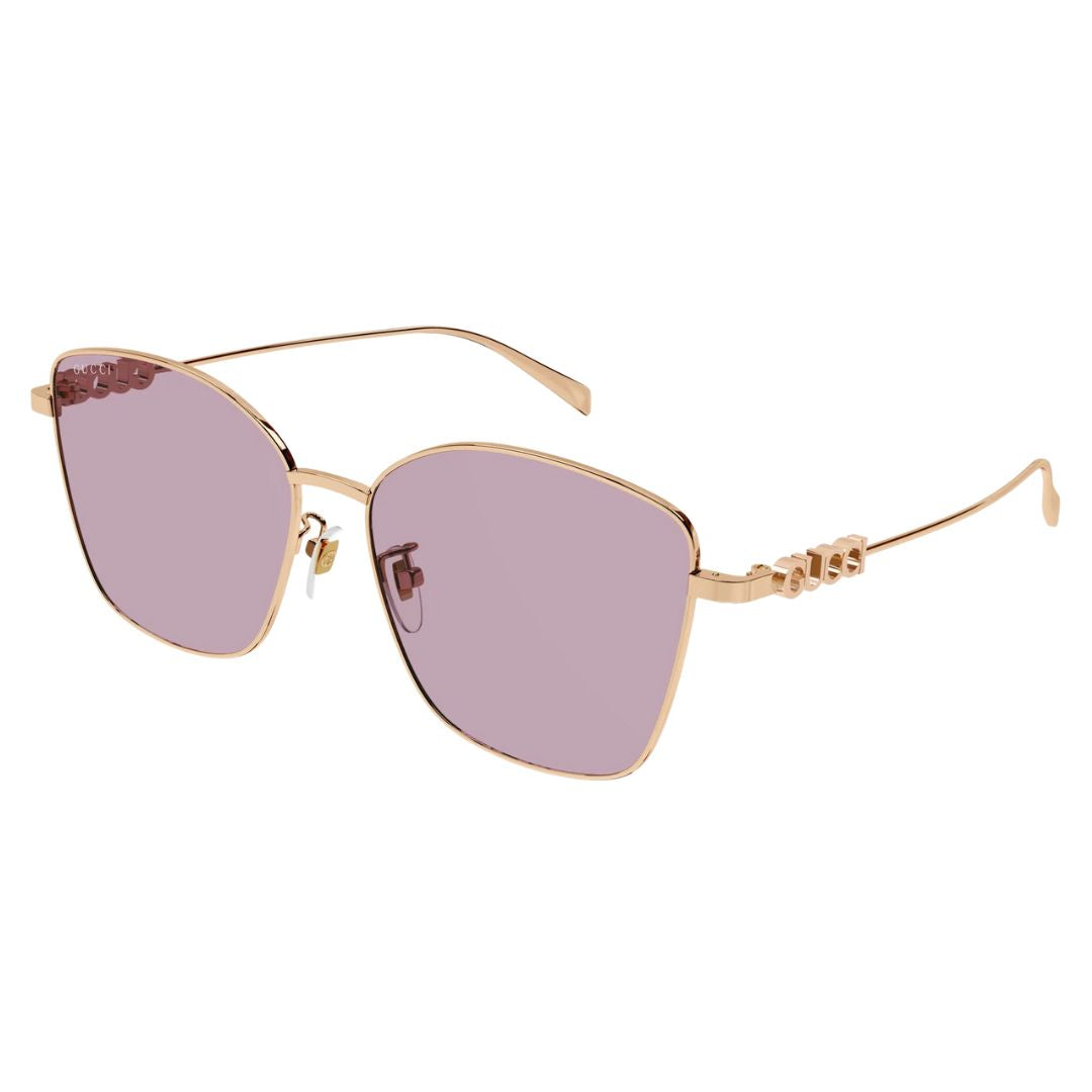 Gucci GG1805SA 003 butterfly sunglasses in shiny rose gold with solid violet lenses and gold logo - Gadgets Online NZ