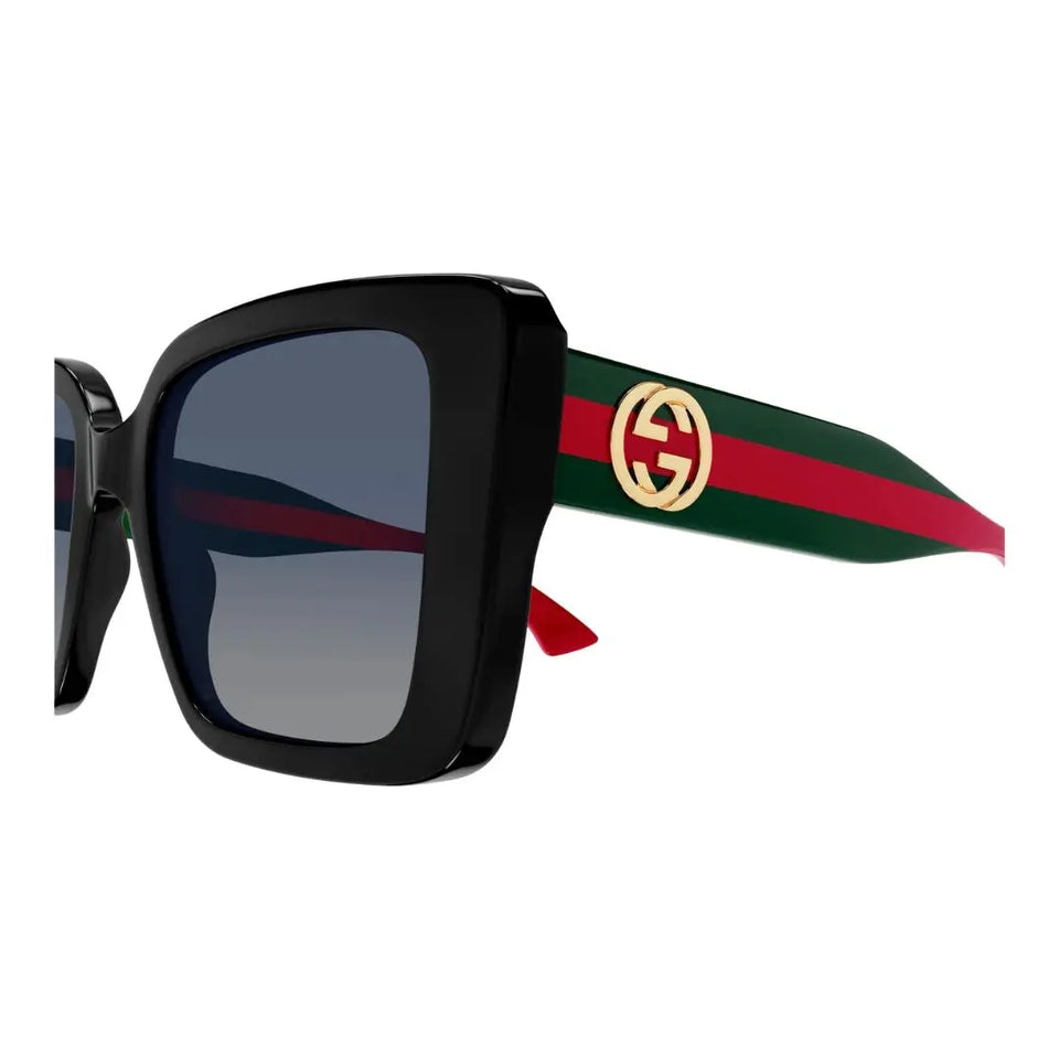 Side view of Gucci GG1861S gold sunglasses showing thin metal temples with a small Interlocking G logo - Gadgets Online NZ