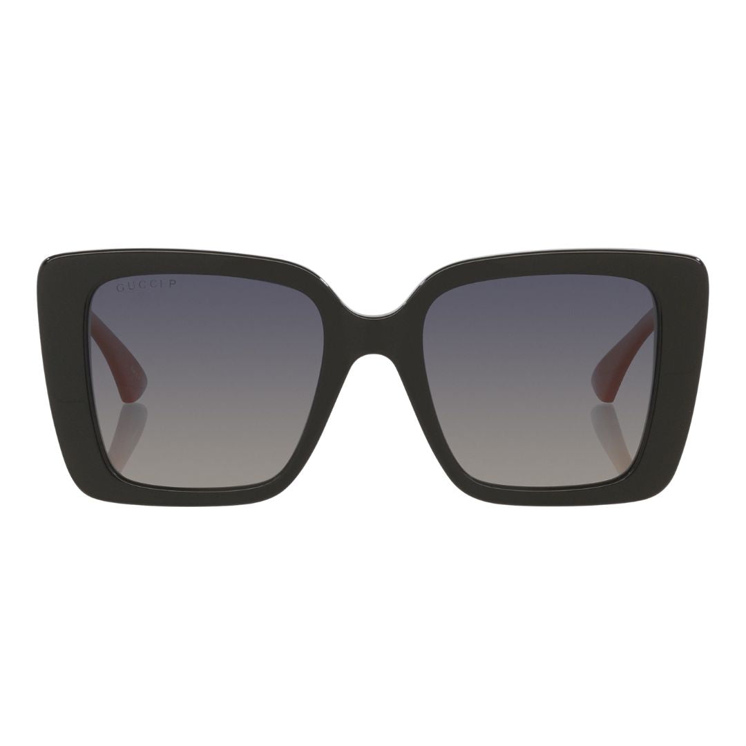 Front view of Gucci GG1861S 005 featuring a large butterfly-shaped gold metal frame and pink lenses - Gadgets Online NZ