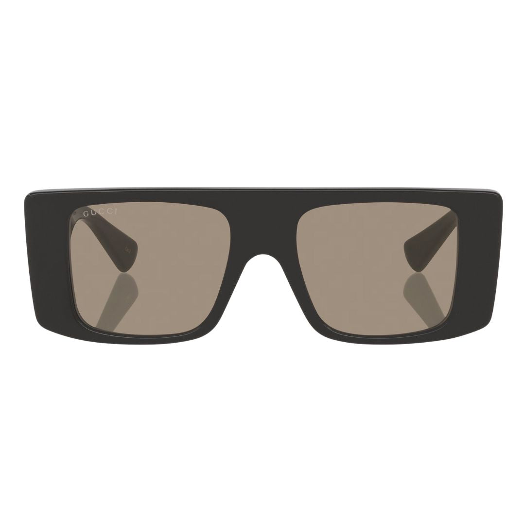Front view of Gucci GG1888S 001 featuring an oversized flat top black rectangle acetate frame - Gadgets Online NZ