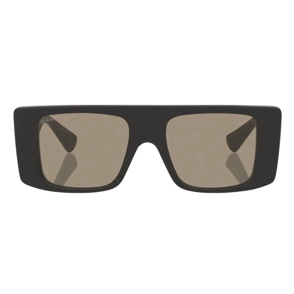 Front view of Gucci GG1888S 001 featuring an oversized flat top black rectangle acetate frame - Gadgets Online NZ
