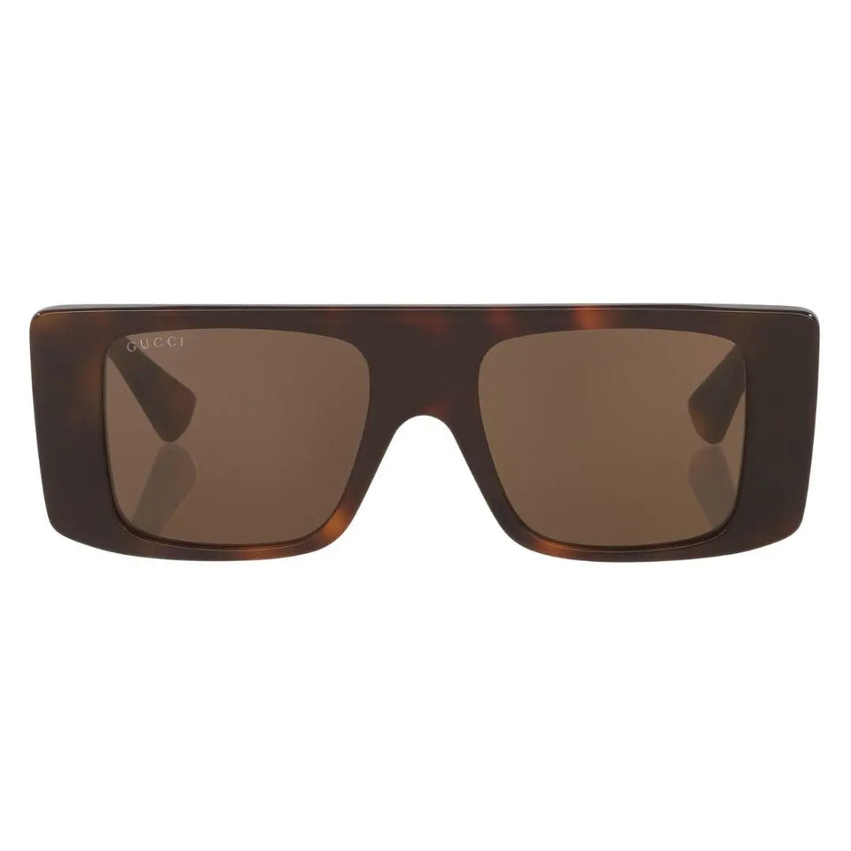 Front view of Gucci GG1888S 002 featuring an oversized flat top rectangular tortoise shell acetate frame - Gadgets Online NZ