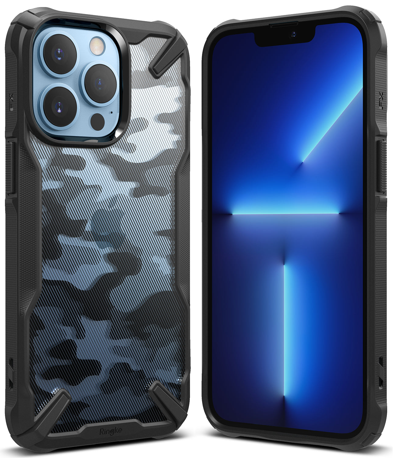 iPhone 13 Pro Fusion X Design Camo Black Case By Ringke