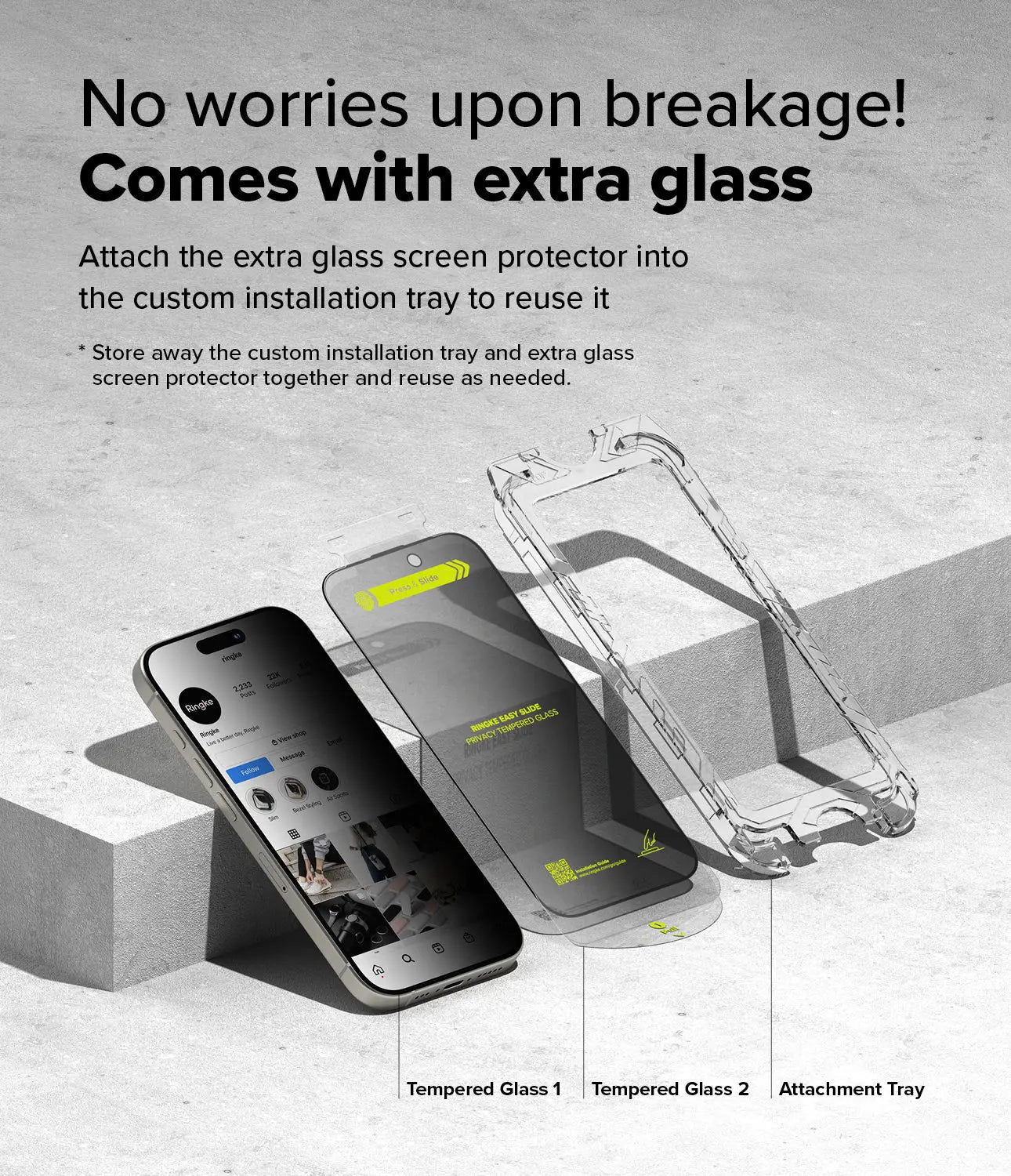 Ringke iPhone 16 Pro Easy Slide Privacy Glass 2 Pack at Gadgets Online