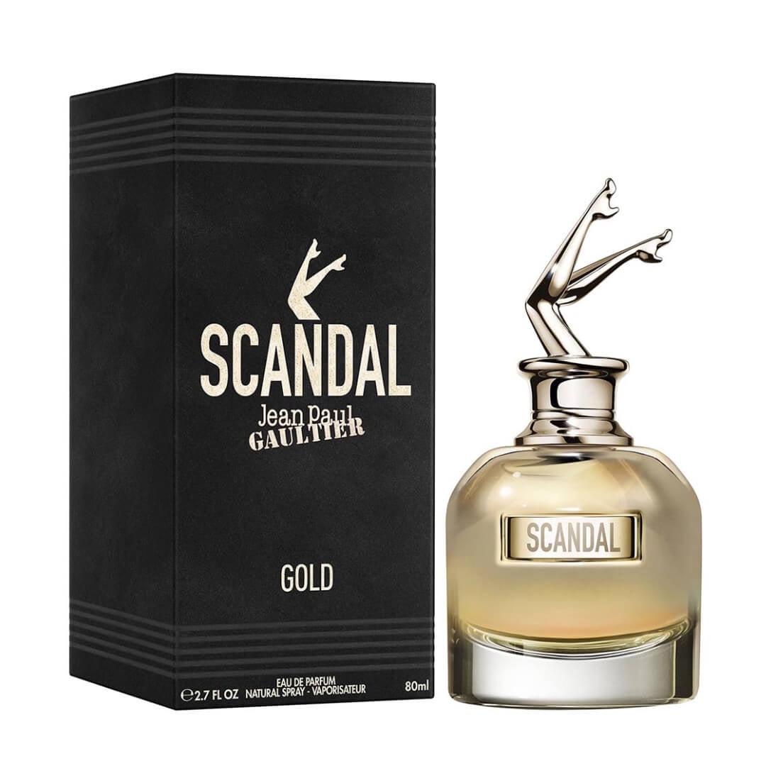 Jean Paul Gaultier Scandal Gold EDP 80ml for Women at Gadgets Online NZ - A luxurious fragrance bottle embodying honey, saffron, rose, and a base of leather and patchouli. 