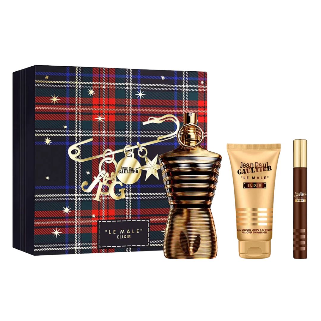 Jean Paul Gaultier Le Male Elixir Parfum 125ml 3 Piece Gift Set