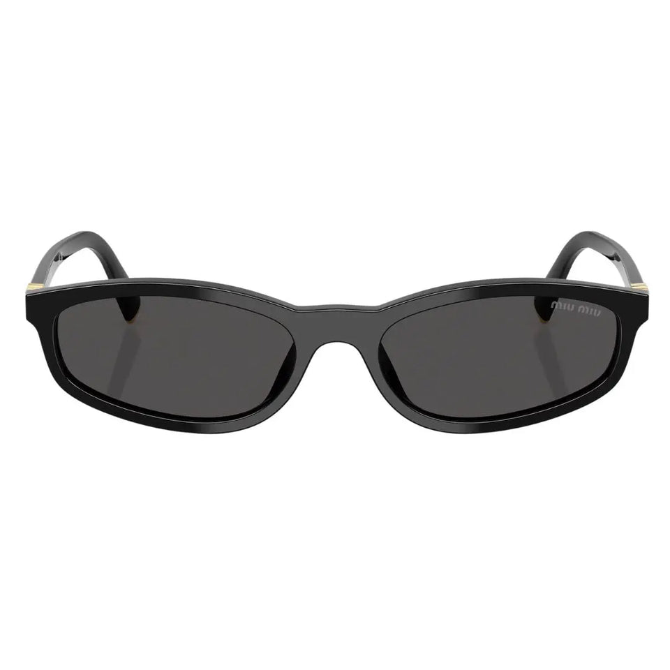 Front view of Miu Miu MU A06S 16K08Z featuring an elongated oval black acetate frame - Gadgets Online NZ