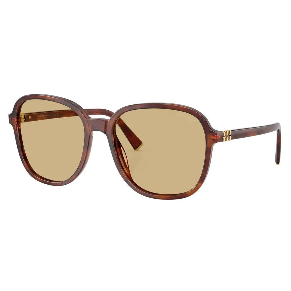 Miu Miu MU B01S 26E10R sunglasses in havana tortoise with honey yellow lenses and gold logos - Gadgets Online NZ