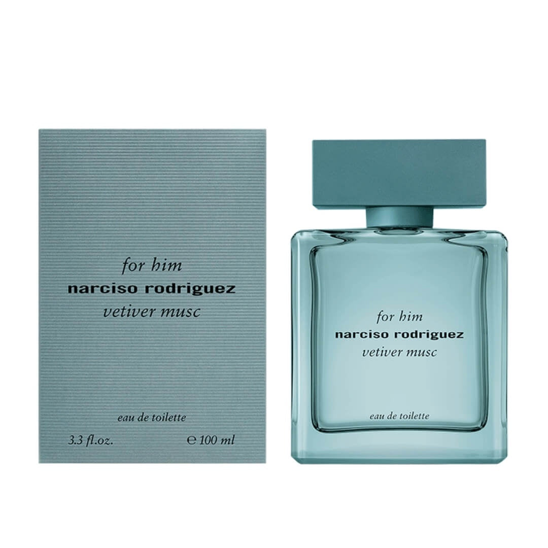 Discover Narciso Rodriguez Vetiver Musc EDT 100ml for Men at Gadgets Online NZ LTD - A green woody essence in sustainable packaging, symbolizing a serene return to nature and authentic masculinity.