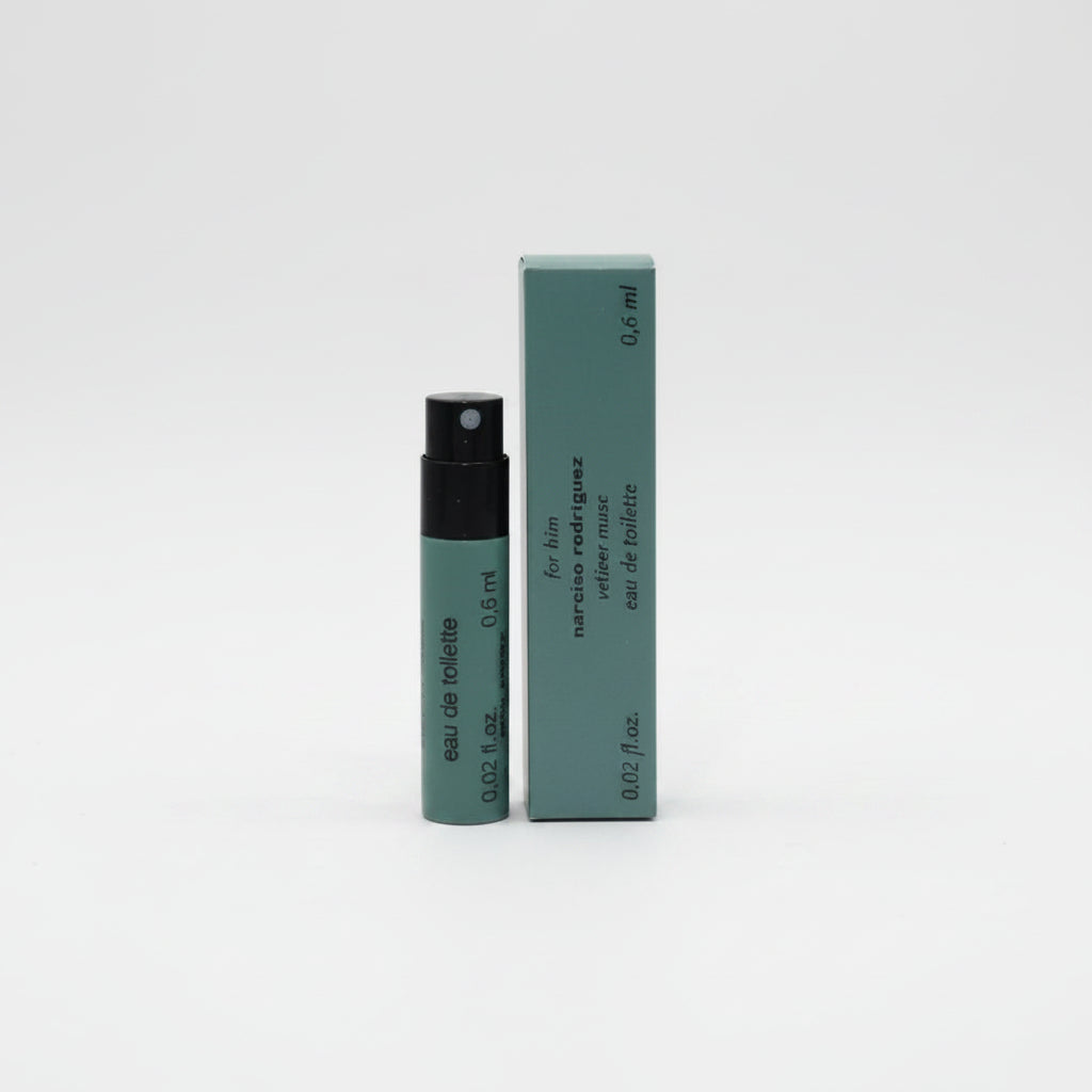 Embrace the tranquil harmony of the natural world with Narciso Rodriguez For Him Vetiver Musc 0.6ml EDT for Men 