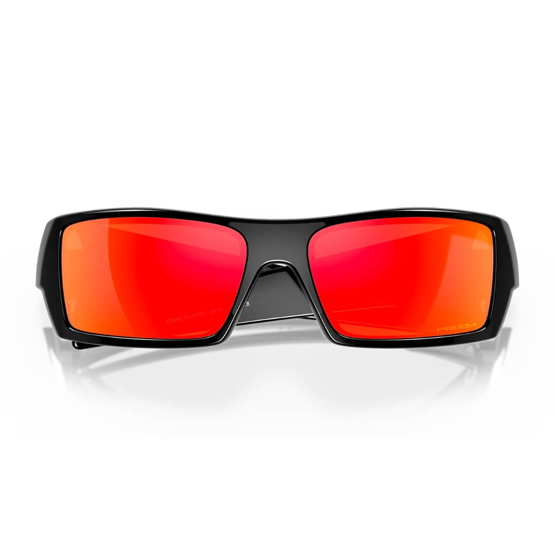 Oakley OO9014 Gascan Sunglasses - Polished Black Frame, Prizm Ruby Lens Front Folded View