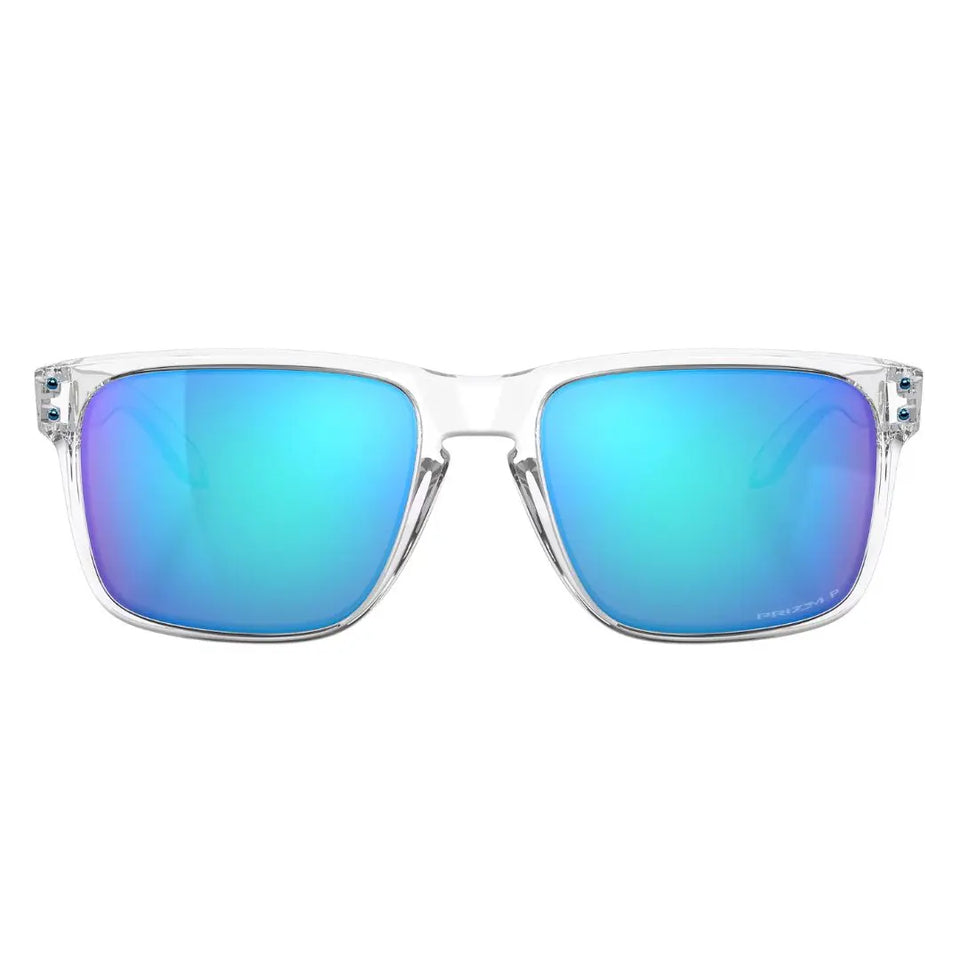 Front view of Oakley Holbrook XL OO9417 941707 featuring clear O Matter frame and blue lenses - Gadgets Online NZ