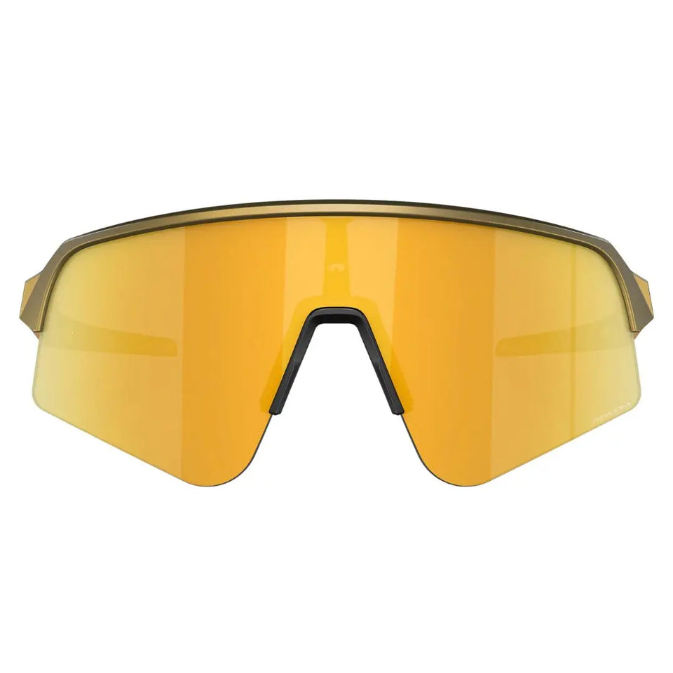 Front view of Oakley Sutro Lite Sweep OO9465 946521 featuring matte brass frame and gold shield lens - Gadgets Online NZ