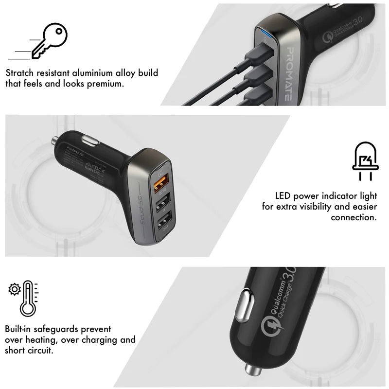 Hybrid Design Aluminum Alloy Build Premium quality Car charger 