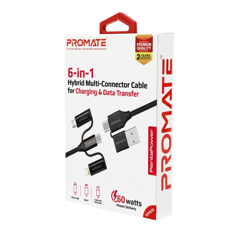 6 in 1 Hybrid Multi-Connector Cable for Data Transfer