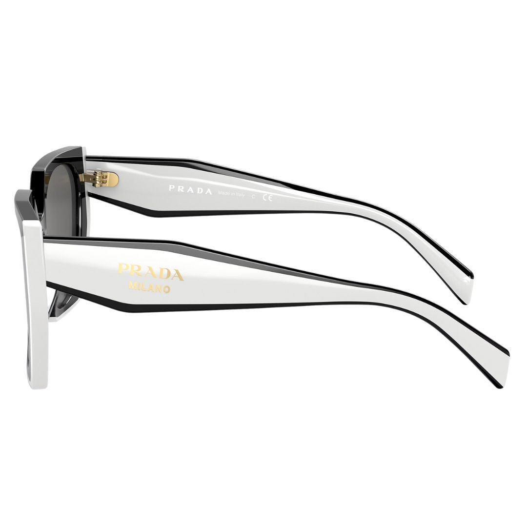 Side view of Prada PR 15WS showing faceted white temples with gold Prada Milano branding - Gadgets Online NZ