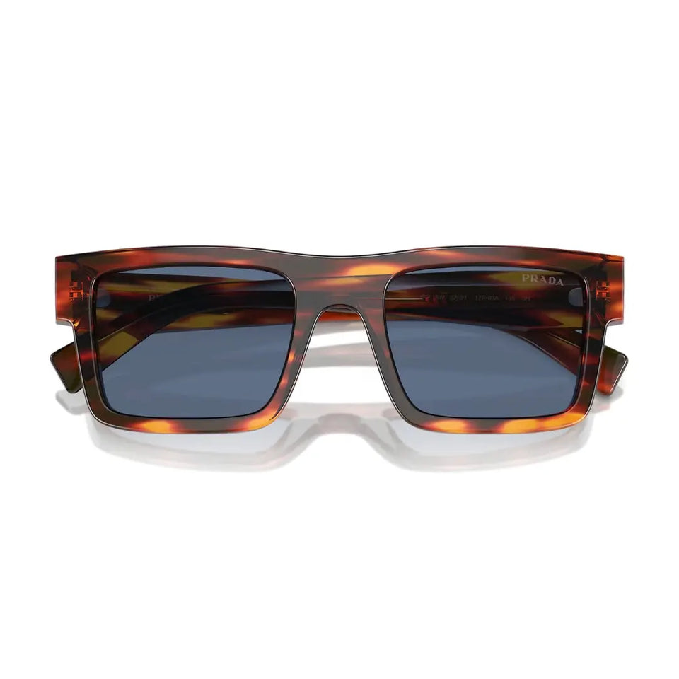 Close-Up of Prada PR 19WS Sunglasses - Striped Radica Frame Detail