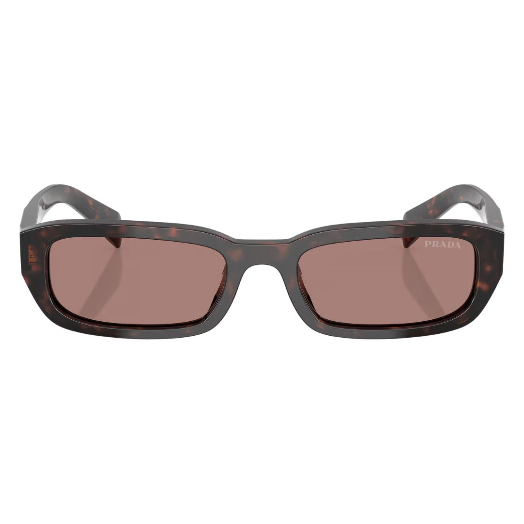 Front view of Prada PR B06S 17N60B featuring a narrow rectangular tortoise shell acetate frame - Gadgets Online NZ