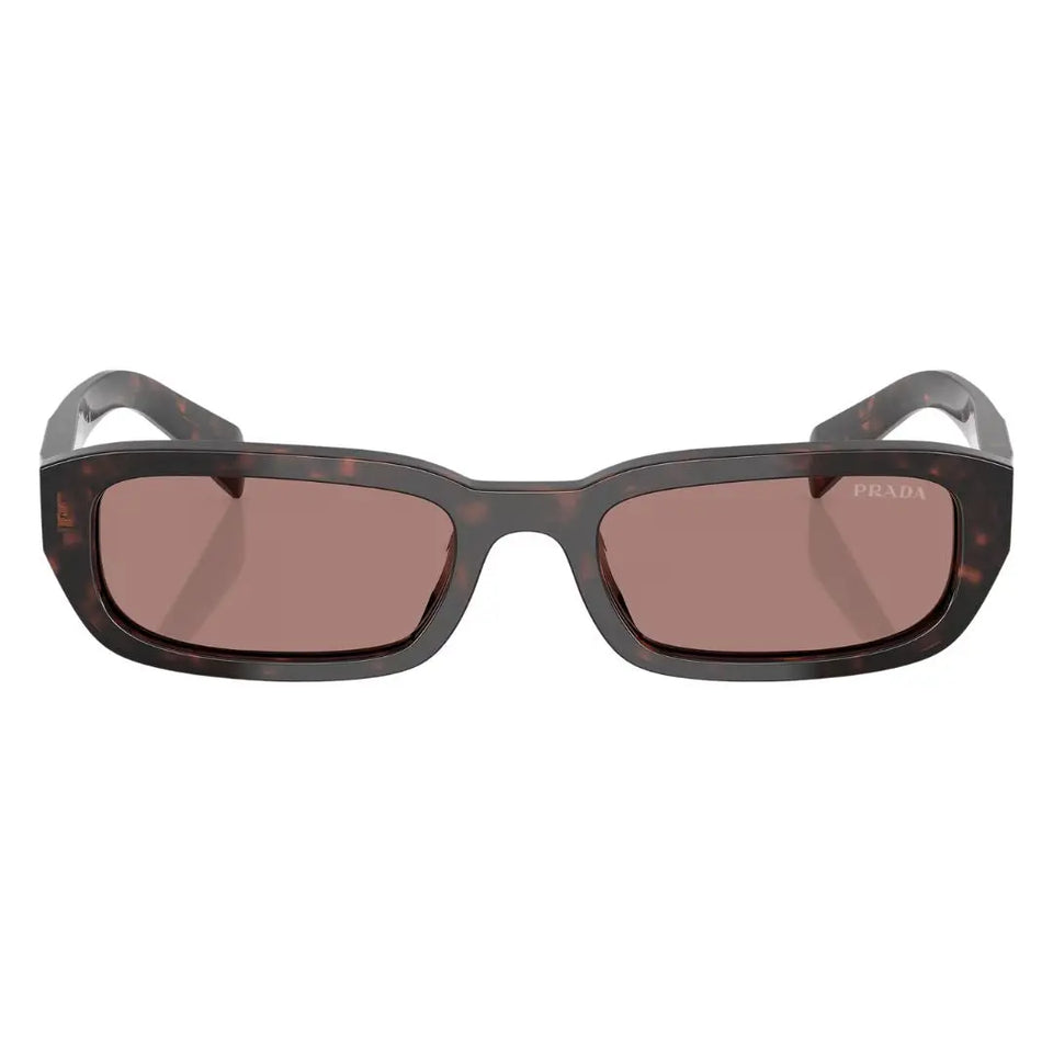 Front view of Prada PR B06S 17N60B featuring a narrow rectangular tortoise shell acetate frame - Gadgets Online NZ