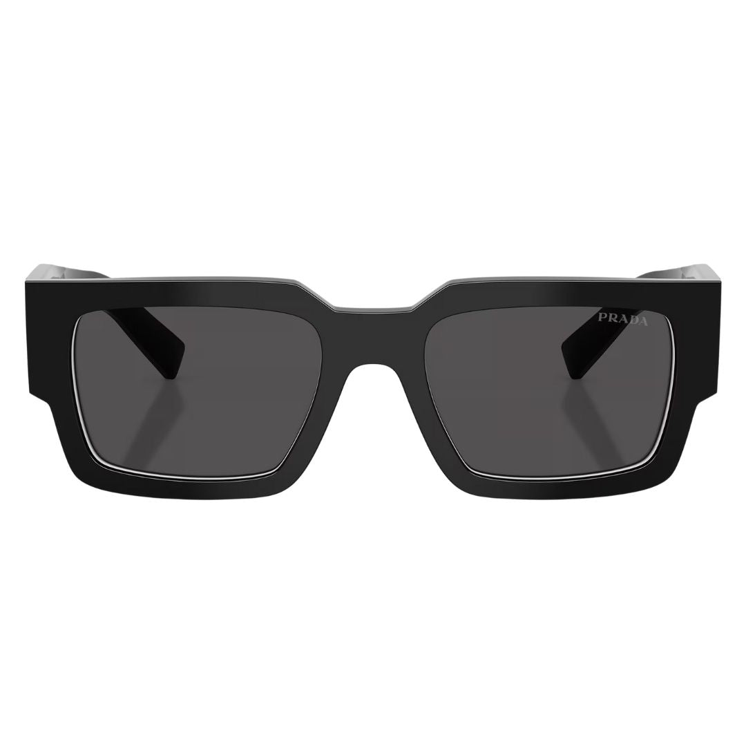 Front view of Prada PR B17S 16K08Z featuring a bold rectangular black acetate frame - Gadgets Online NZ