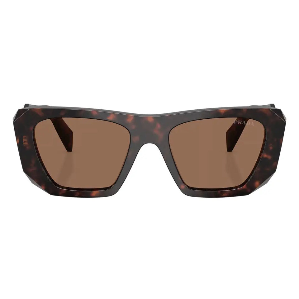 Front view of Prada PR B18S 17N06B featuring a bold rectangular Havana tortoise acetate frame - Gadgets Online NZ