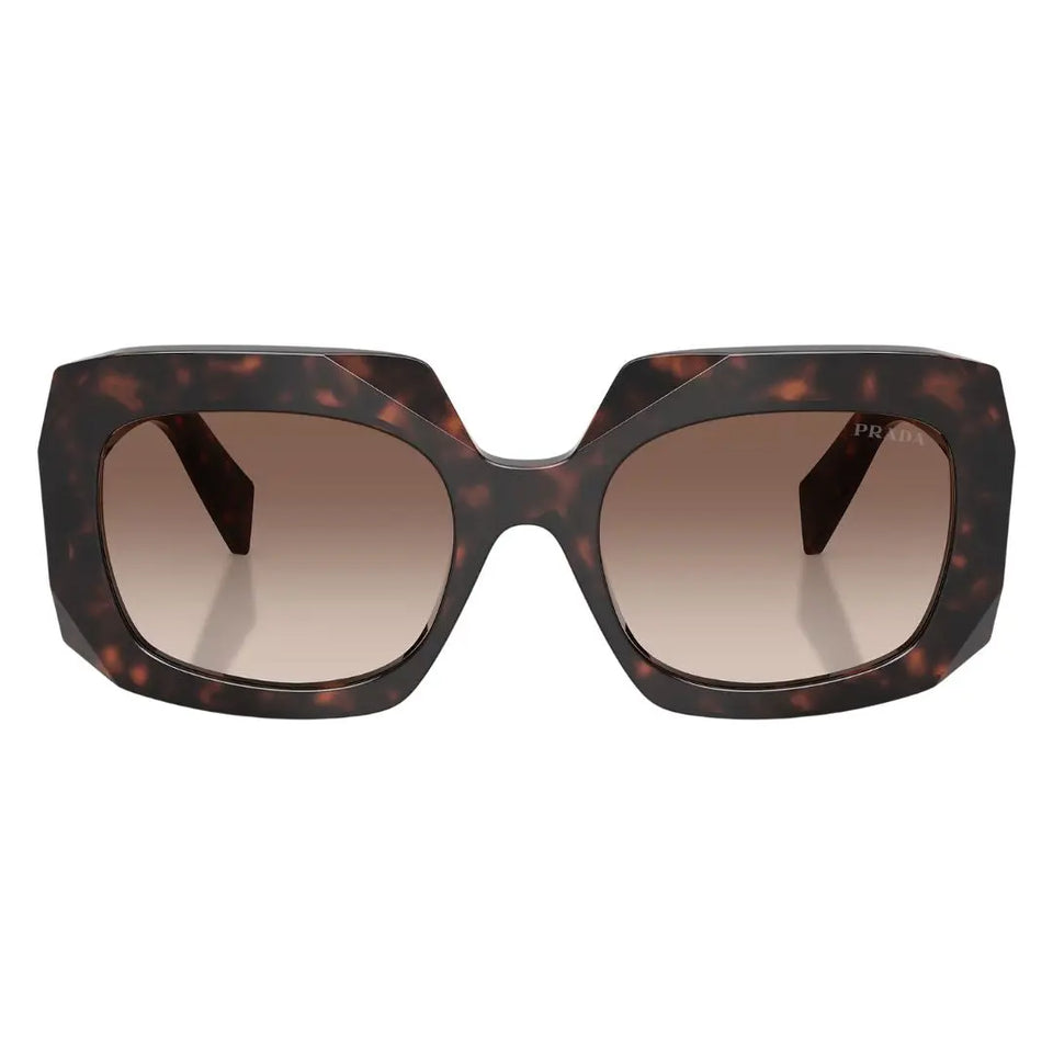 Front view of Prada PR B23S 17N10S featuring a bold oversized geometric Havana acetate frame - Gadgets Online NZ