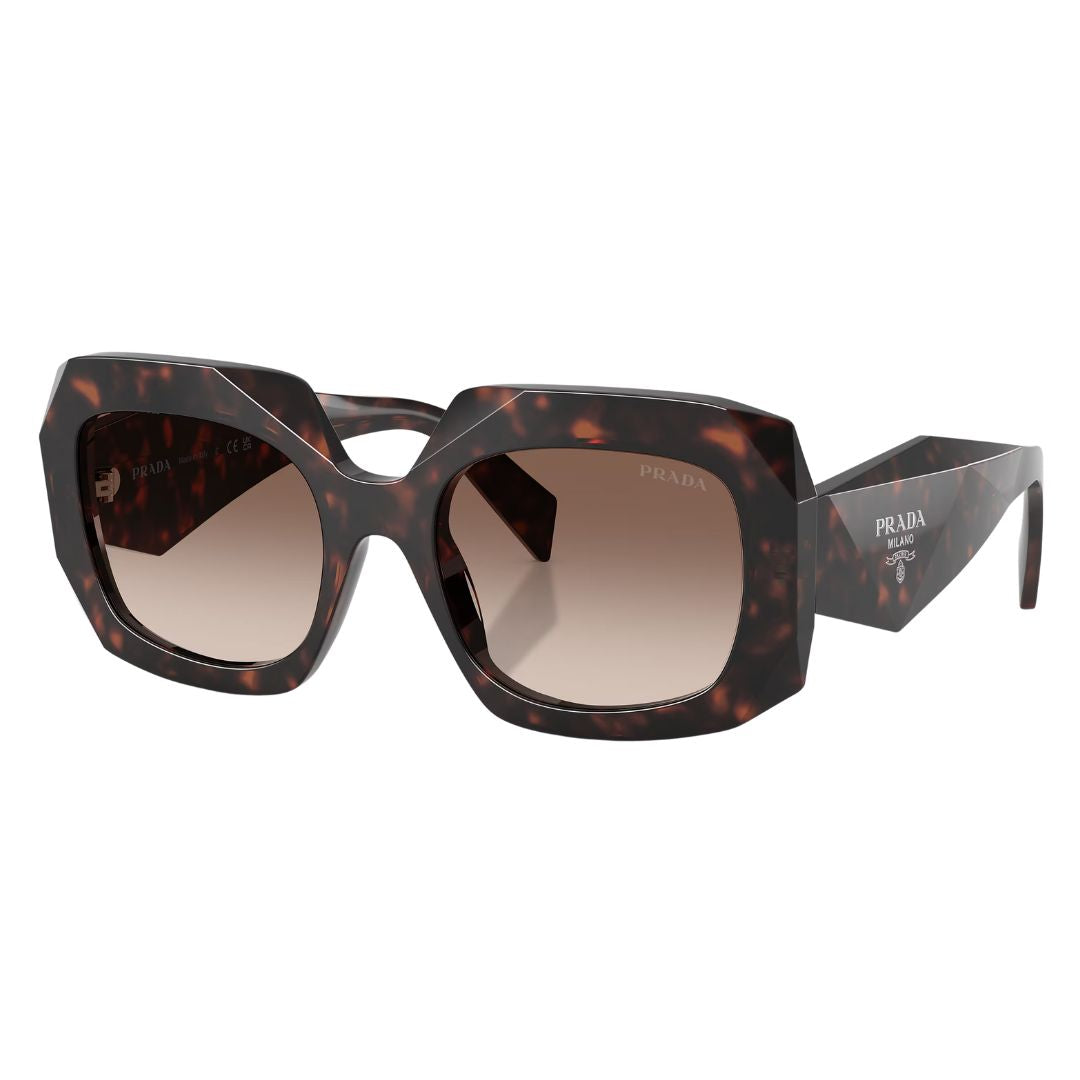 Prada PR B23S 17N10S sunglasses in Havana tortoise with brown gradient lenses and faceted Symbole temples - Gadgets Online NZ
