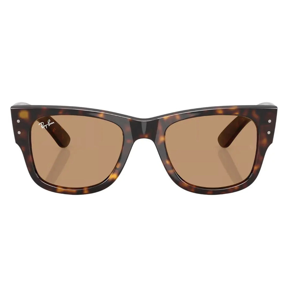Front view of Ray-Ban Mega Wayfarer RB0840S 902/53 featuring bold Havana tortoise and brown lenses - Gadgets Online NZ