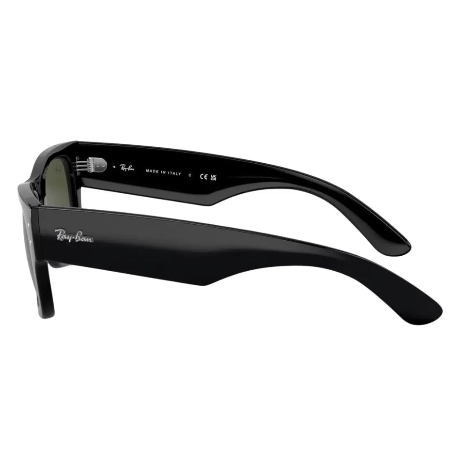Side profile of Ray-Ban RB0840S Mega Wayfarer black sunglasses with "Made in Italy" internal branding - Gadgets Online NZ