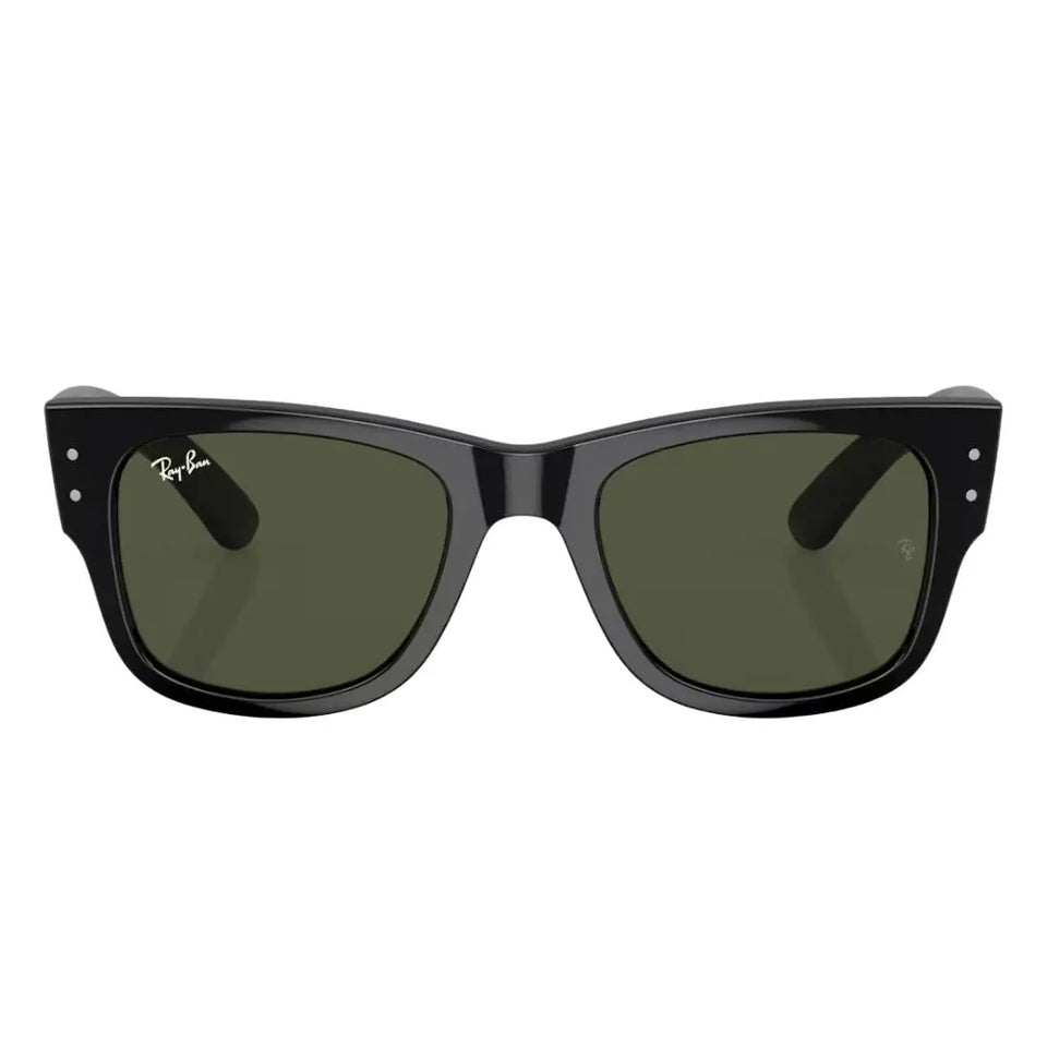 Front view of Ray-Ban Mega Wayfarer RB0840S 901/31 featuring thick bold temples and silver rivets - Gadgets Online NZ