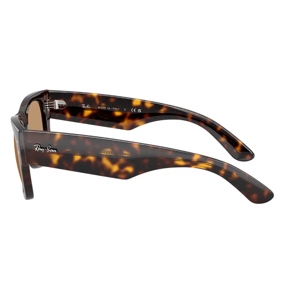 Side profile of Ray-Ban RB0840S Mega Wayfarer Havana sunglasses with extra-wide temples and rivets - Gadgets Online NZ
