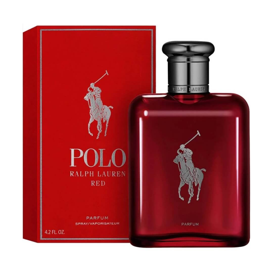 Ralph Lauren Polo Red Parfum 125ml for Men at Gadgets Online NZ LTD - A luxurious fragrance encapsulated in a classic bottle, exuding boldness with notes of Blood Orange, Absinthe, and Cedar.