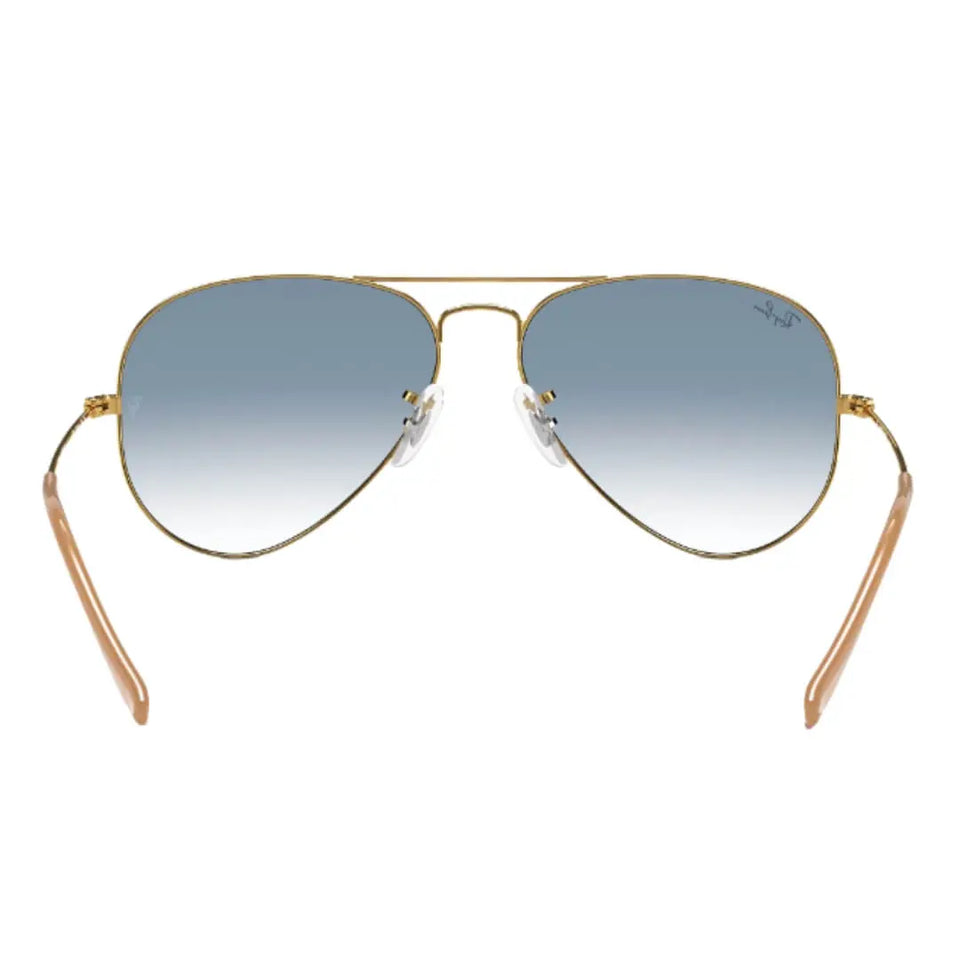 Ray-Ban Aviator Large Metal RB3025 001/3F Arista Gold Frame, Light Blue Lens Back Side View