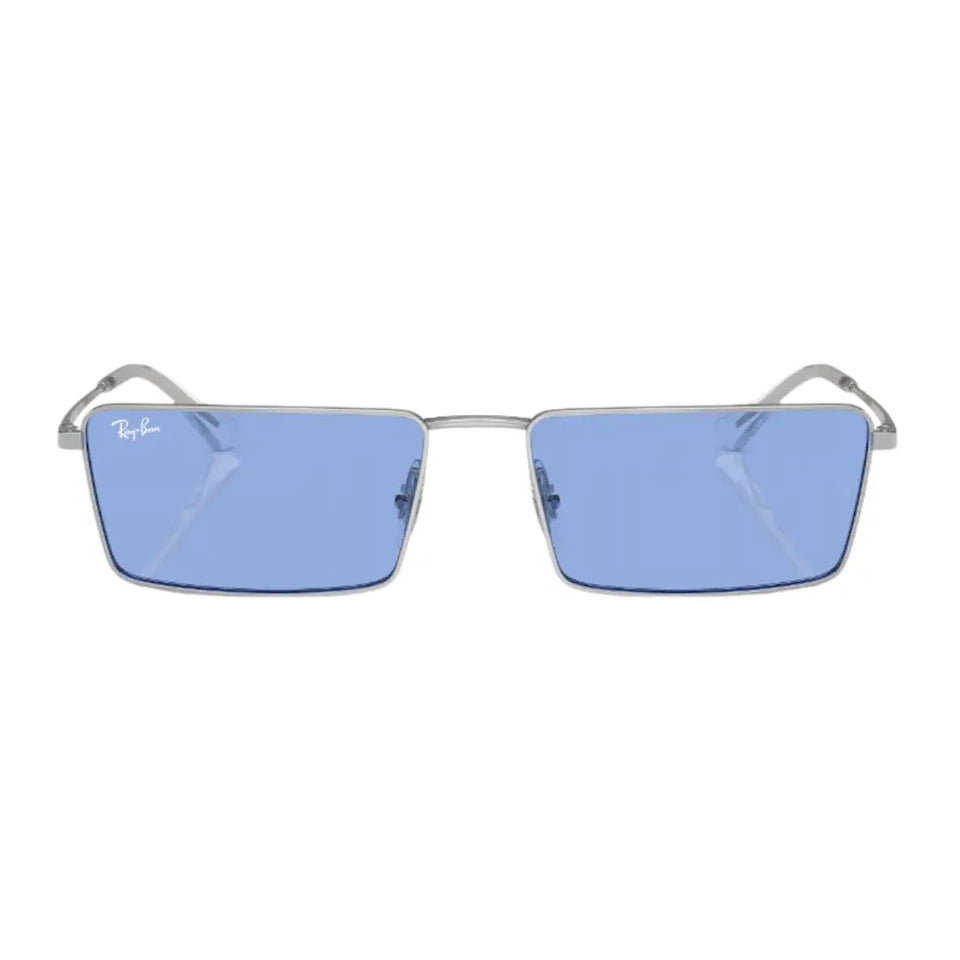 Ray-Ban Emy RB3741 003/80 59 - Silver Frame with Blue Lens Front View
