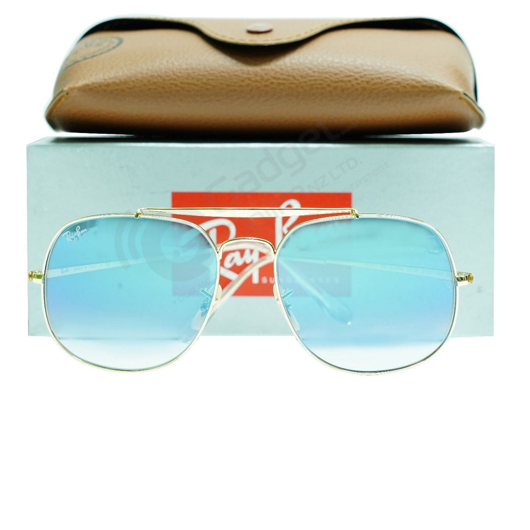 Ray-Ban General RB3561 001/3F Gold - Light Blue Lenses (Metal)