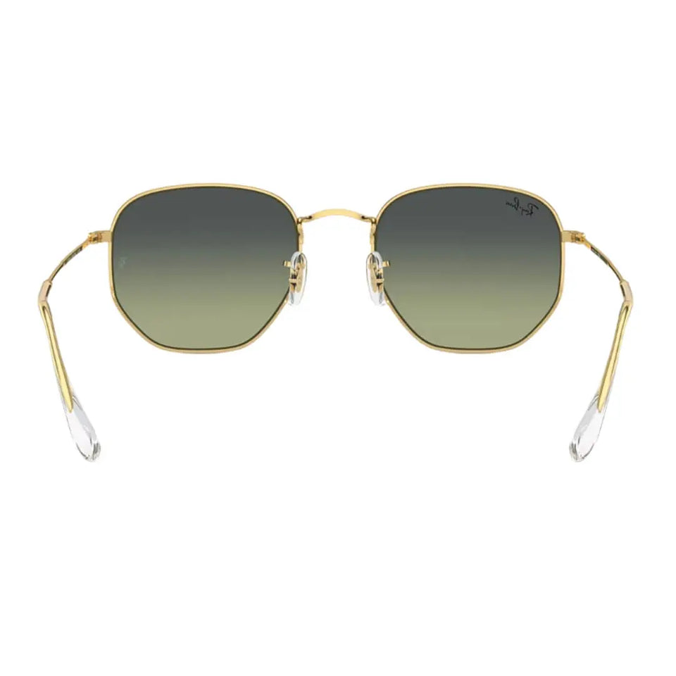 Ray-Ban Hexagonal RB3548 001/BH Arista Gold Frame and Green Vintage Lens Back Side View
